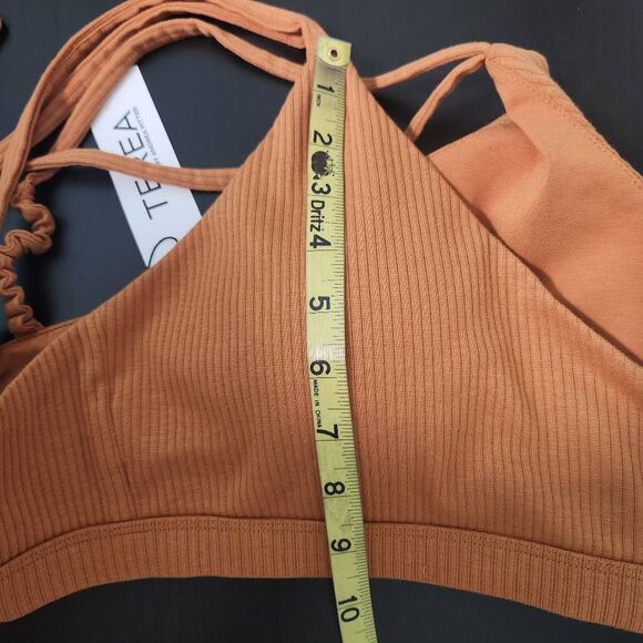 Terea by Andrea Pitter Terra Cotta Ribbed  Knit Tie-Back Bralette NWT Size XL - Picture 8 of 9